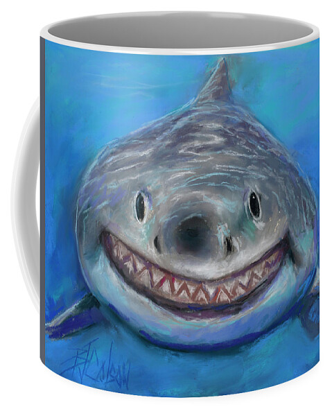 Shark Coffee Mug featuring the pastel I'm Thinking About You by Billie Colson