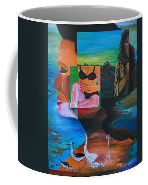 Imaginations Coffee Mug featuring the painting Imaginations by Obi-Tabot Tabe