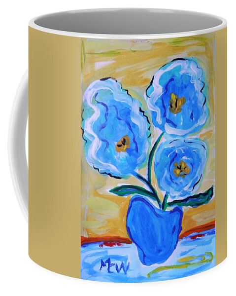 Blue Flowers Coffee Mug featuring the painting Imagine in Blue by Mary Carol Williams