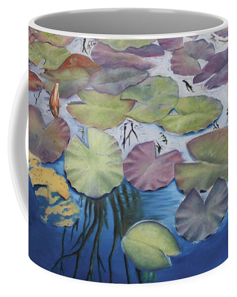 Waterlily Pond; Waterlily; Waterlily Blossom; Water; Serenity; Contemplation Coffee Mug featuring the photograph Bridged's Pond by Marg Wolf