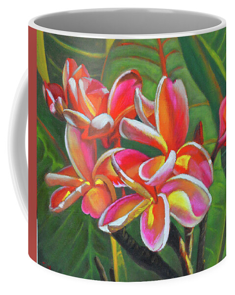 Plumeria Coffee Mug featuring the painting Immortality by Thu Nguyen