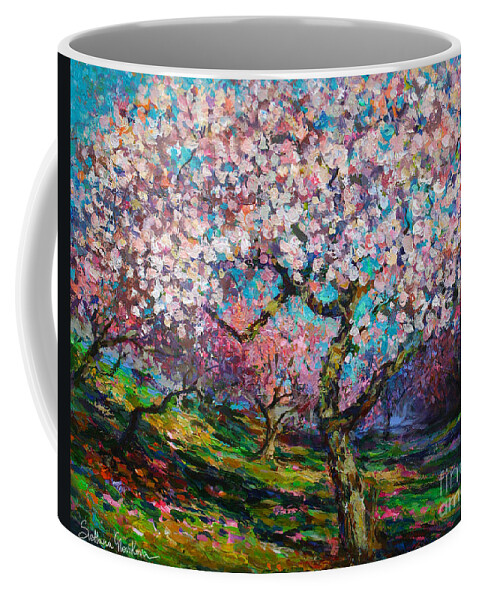 Spring Blossoms Painting Coffee Mug featuring the painting Impressionistic Spring Blossoms Trees Landscape painting Svetlana Novikova by Svetlana Novikova