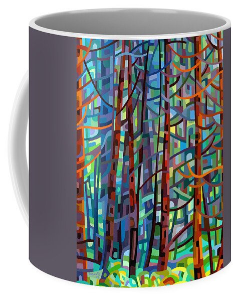 Abstract Coffee Mug featuring the painting In a Pine Forest by Mandy Budan