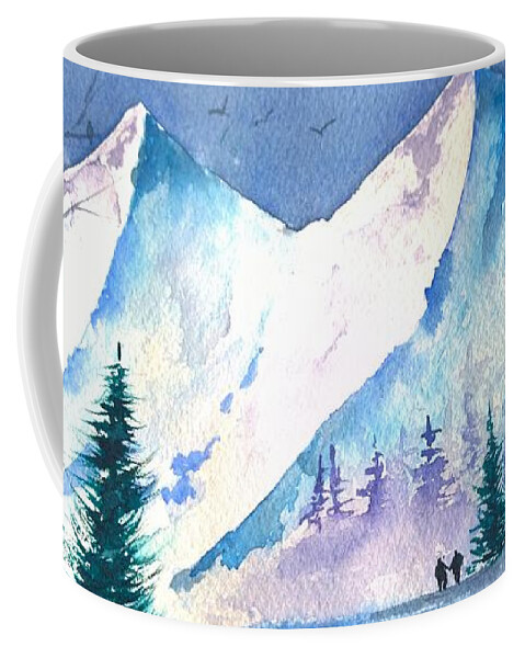 Watercolor Landscape Painting Coffee Mug featuring the painting In Awe Of Their Beauty by Eunice Miller