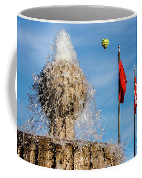 Tinas Captured Moments Coffee Mug featuring the photograph In Flight Over Flags by Tina Hailey