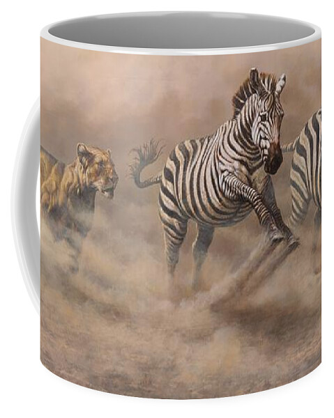 Wildlife Paintings Coffee Mug featuring the painting In Pursuit by Alan M Hunt