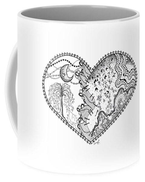 Broken Heart Coffee Mug featuring the drawing Repaired Heart by Ana V Ramirez