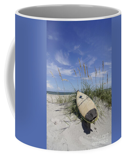 Surfboard Coffee Mug featuring the photograph In the Dunes by Benanne Stiens