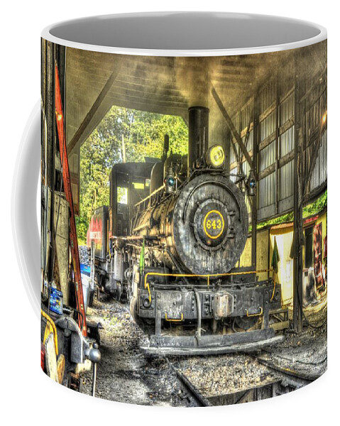 Engine Coffee Mug featuring the photograph In the engine shed steaming up by Paul W Faust - Impressions of Light