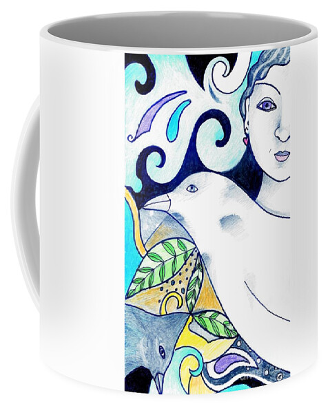 Woman Coffee Mug featuring the drawing In The Spirit Of Unity 1 by Helena Tiainen