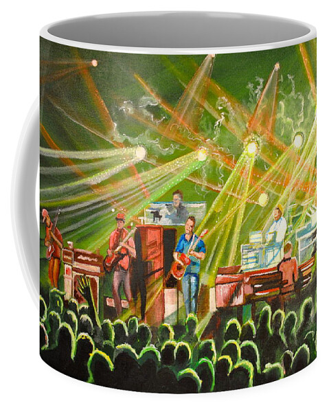Umphrey's Mcgee Coffee Mug featuring the painting In with the Um Crowd by Patricia Arroyo