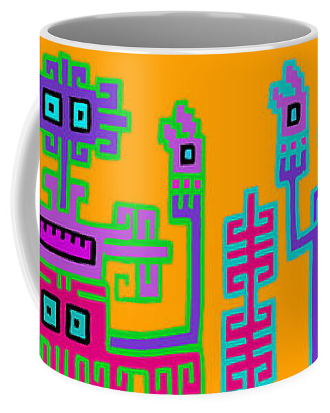 Inca Coffee Mug featuring the digital art Inca Queens by Vagabond Folk Art - Virginia Vivier