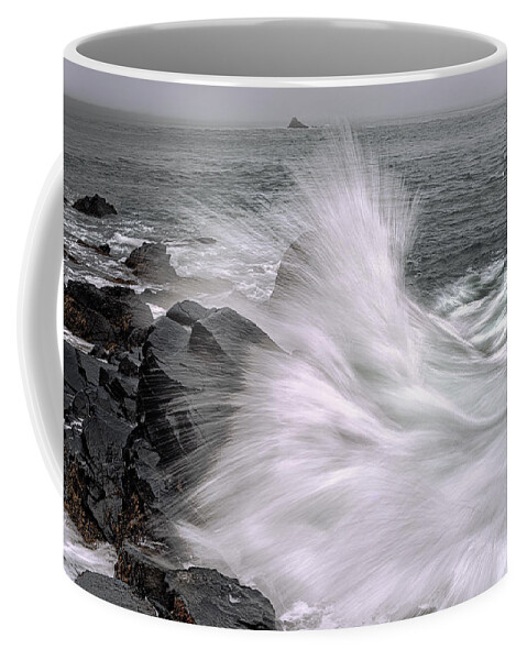 Incoming Ocean Surge At Quoddy Head State Park Coffee Mug featuring the photograph Incoming Ocean Surge At Quoddy Head State Park by Marty Saccone