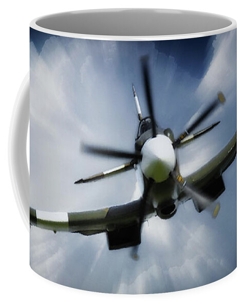Spitfire Coffee Mug featuring the digital art Incoming Spitfire by Airpower Art