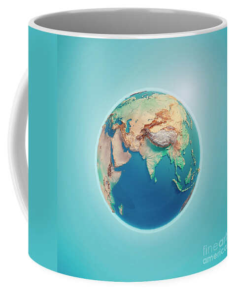 India Coffee Mug featuring the digital art India 3D Render Planet Earth by Frank Ramspott