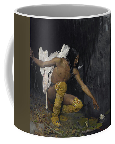 George De Forest Brush B. 1855. D. 1941. Coffee Mug featuring the painting Indian And The Lily by MotionAge Designs