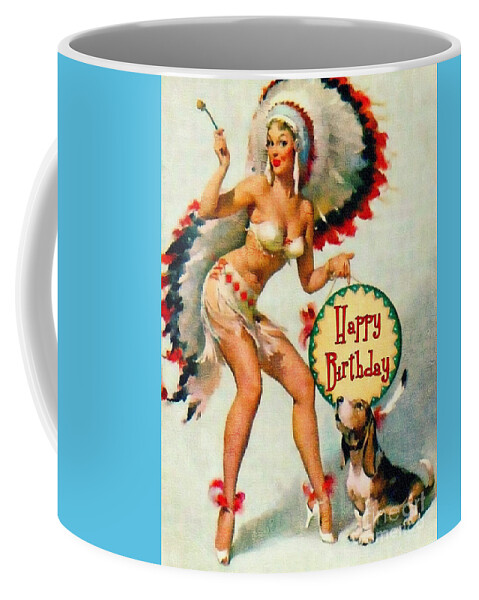 Indian Girl Coffee Mug featuring the painting Indian Girl - Birthday Celebration by Ian Gledhill