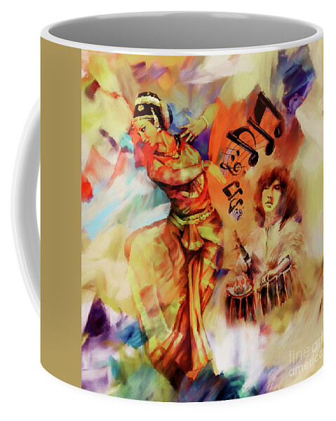 Indian Kathak Dance Coffee Mug featuring the painting Indian Kathak Dance art 67 by Gull G