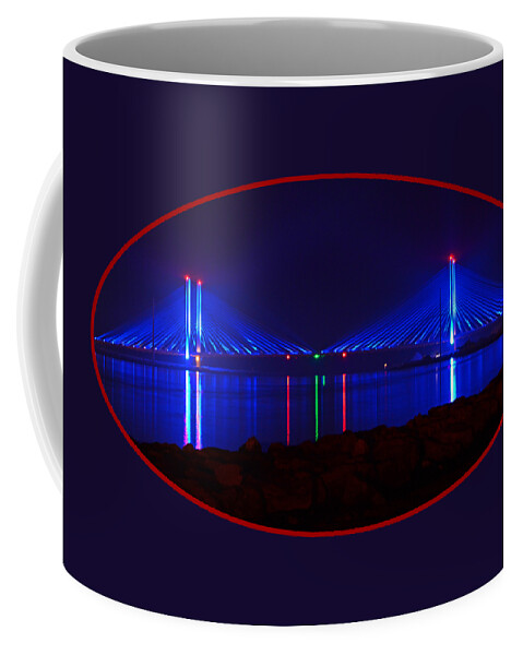 Indian River Bridge Coffee Mug featuring the photograph Indian River Inlet Bridge After Dark by Bill Swartwout