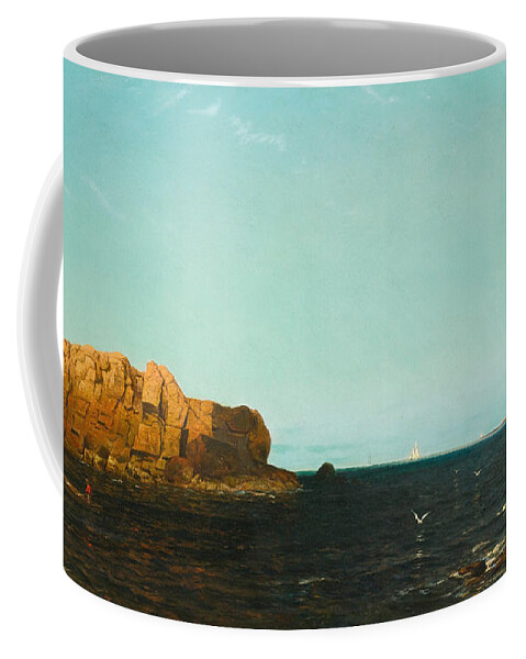 Arthur Quartley Coffee Mug featuring the painting Indian Rock. Narragansett Bay by Arthur Quartley