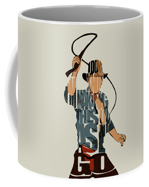 Indiana Jones Coffee Mug featuring the painting Indiana Jones - Harrison Ford by Inspirowl Design