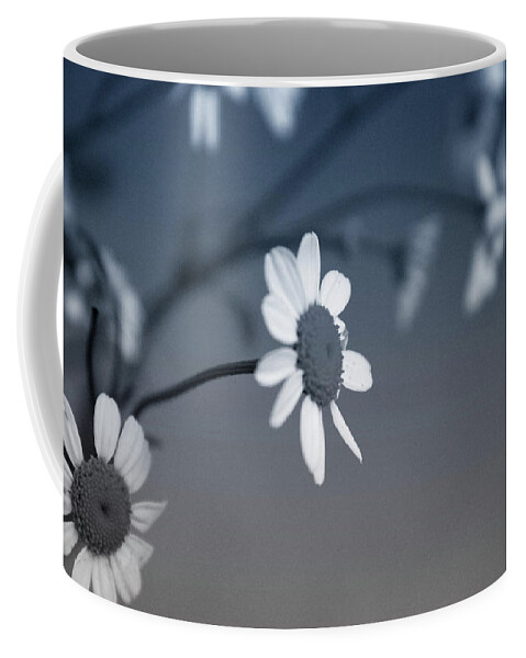 Floral Coffee Mug featuring the mixed media Indigo Daisies 1- Art by Linda Woods by Linda Woods