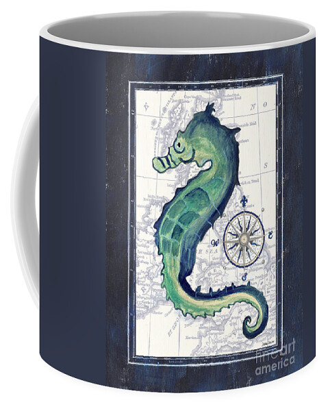 Sea Horse Coffee Mug featuring the painting Indigo Maritime 2 by Debbie DeWitt
