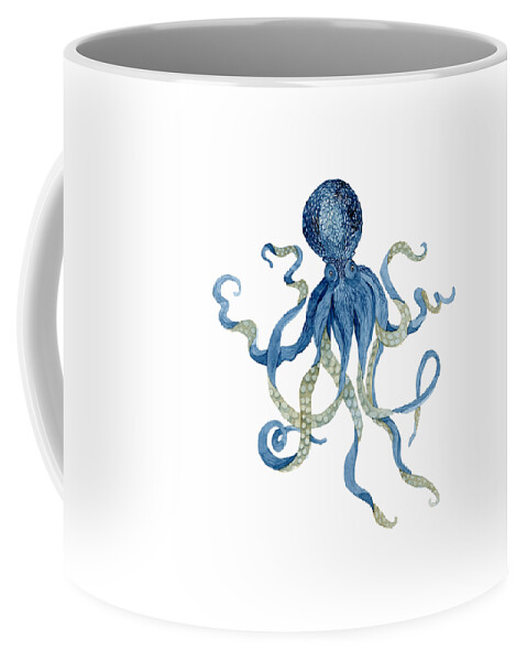 Indigo Coffee Mug featuring the painting Indigo Ocean Blue Octopus by Audrey Jeanne Roberts