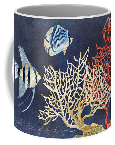 Red Fan Coral Coffee Mug featuring the painting Indigo Ocean - Silence of the Deep by Audrey Jeanne Roberts