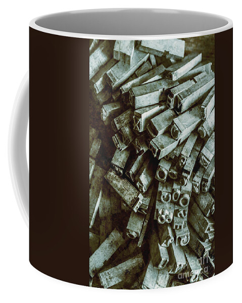 Old Coffee Mug featuring the photograph Industrial letterpress typeset by Jorgo Photography