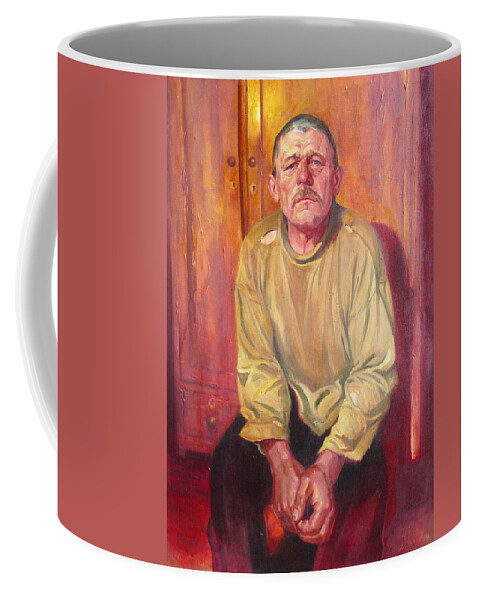 Oil Coffee Mug featuring the painting Inhabitant of Chernobyl zone by Sergey Ignatenko