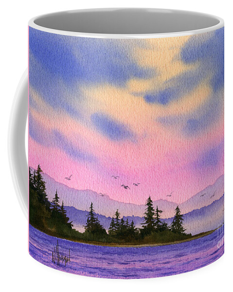 Watercolor Coffee Mug featuring the painting Inland Sea Sunset by James Williamson