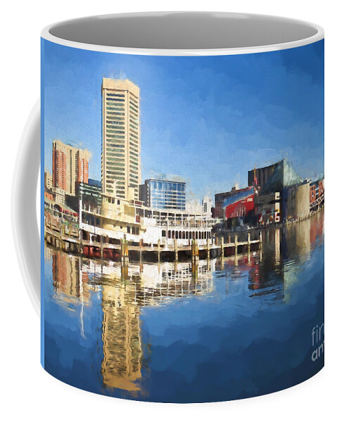 Baltimore Inner Harbor Coffee Mug featuring the painting Inner Harbor Reflections by Kerri Farley