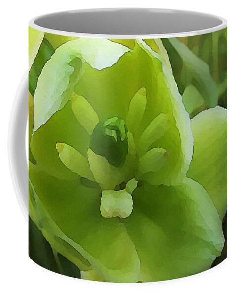 Botanical Coffee Mug featuring the mixed media Inside a Yucca Bell Flower by Shelli Fitzpatrick