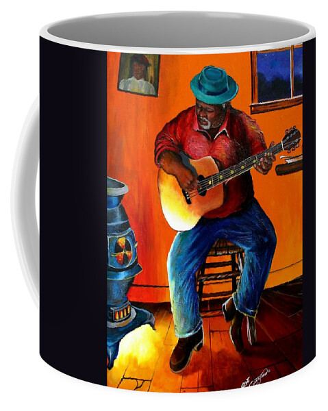 Guitarist Coffee Mug featuring the painting Inside my music III by Arthur Covington
