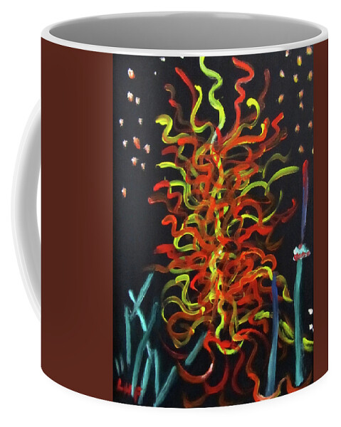 Abstract Coffee Mug featuring the painting Inspired by Chihuly by Linda Feinberg
