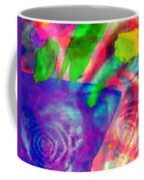 Fania Simon Coffee Mug featuring the mixed media Inspired Flower Pot by Fania Simon