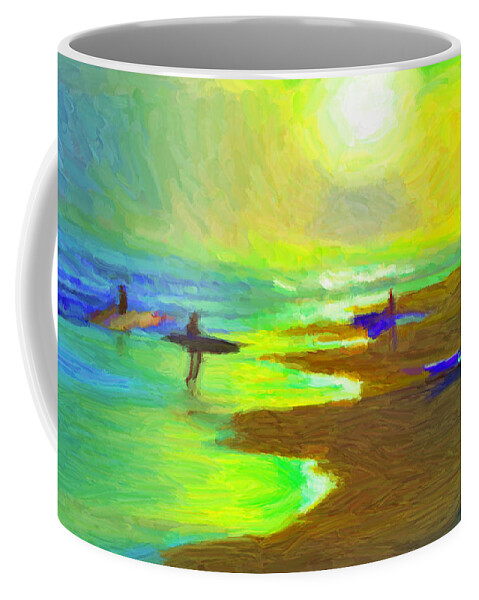 Surf Coffee Mug featuring the painting Into the Surf by Caito Junqueira