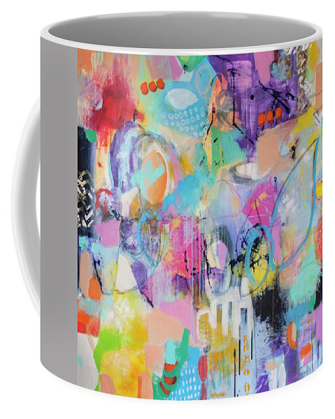 Abstract Coffee Mug featuring the painting Intuitive 2 by Florentina Maria Popescu