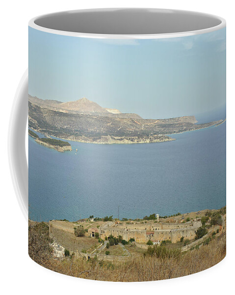 Akrotiri Coffee Mug featuring the photograph Intzedin Fort and Souda Bay in Crete, Greece by Paul Cowan