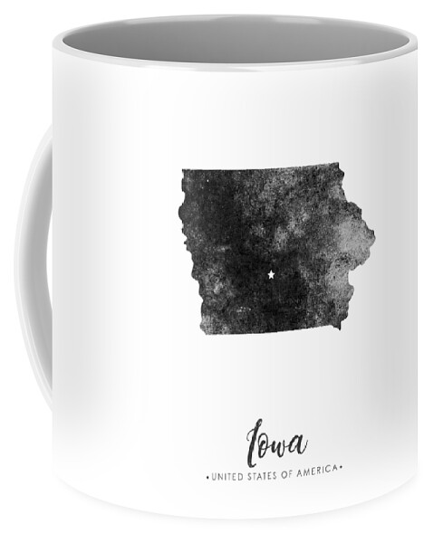 Iowa Coffee Mug featuring the mixed media Iowa State Map Art - Grunge Silhouette by Studio Grafiikka