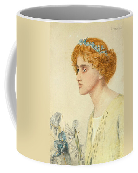 Frederick Sandys Coffee Mug featuring the drawing Iris by Frederick Sandys