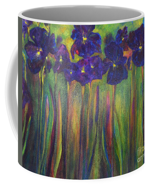 Iris Coffee Mug featuring the painting Iris Parade by Claire Bull