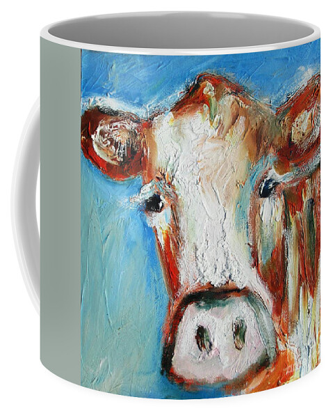 Cow Coffee Mug featuring the painting Irish cow art and paintings and prints by Mary Cahalan Lee - aka PIXI