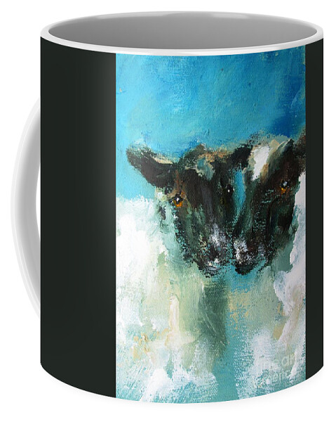 Sheep Coffee Mug featuring the painting paintings of Irish sheep by Mary Cahalan Lee - aka PIXI