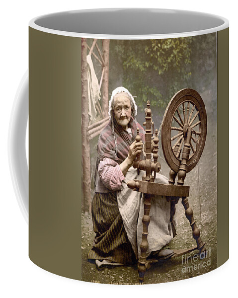 Irish Spinner And Spinning Wheel, 1890s Coffee Mug by Science Source -  Pixels