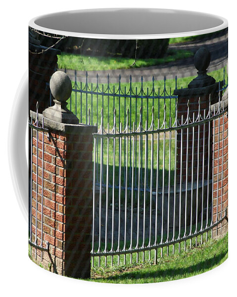 Fencing Coffee Mug featuring the photograph Iron And Brick Fencing by Ee Photography