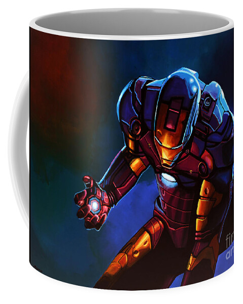 Iron Man Coffee Mug featuring the painting Iron Man by Paul Meijering