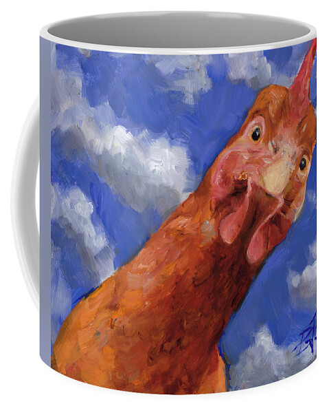 Hen Coffee Mug featuring the painting Is That the Colonel by Billie Colson