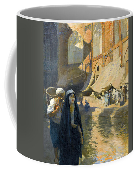 Edwin Lord Weeks Coffee Mug featuring the painting Isfahan Bazaar by Edwin Lord Weeks